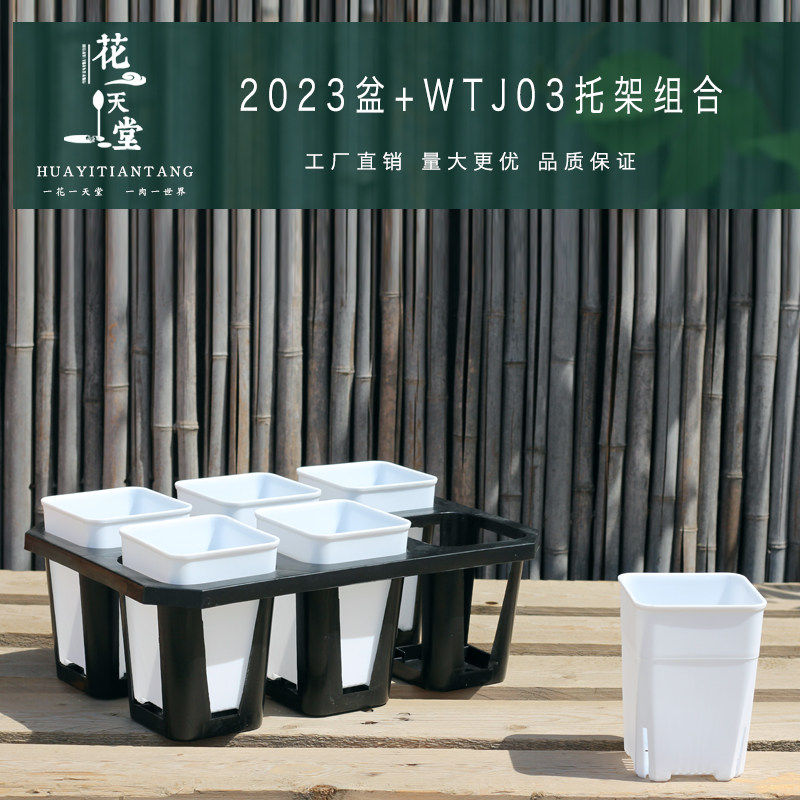 控根侧开口方口万象盆6格托架组合十二卷玉露仙人球盆整理托架