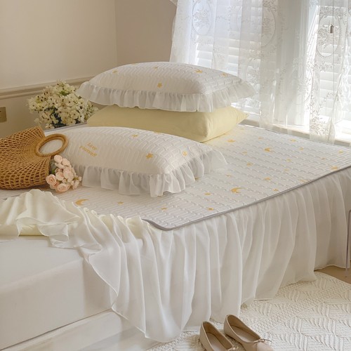 晚安好梦~仙女风乳胶凉席床裙款冰丝软席子三件套折叠空调席夏季