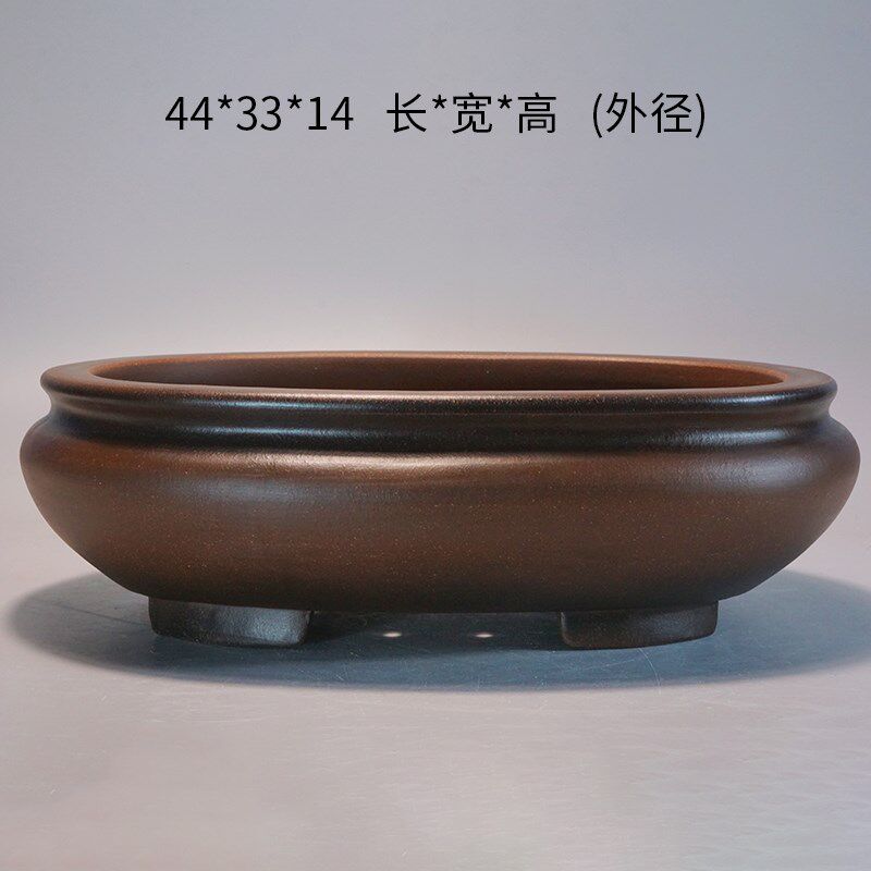 宜兴紫砂精品全手工仿古椭圆形44CM紫泥绿植老桩古典园艺盆盆景盆