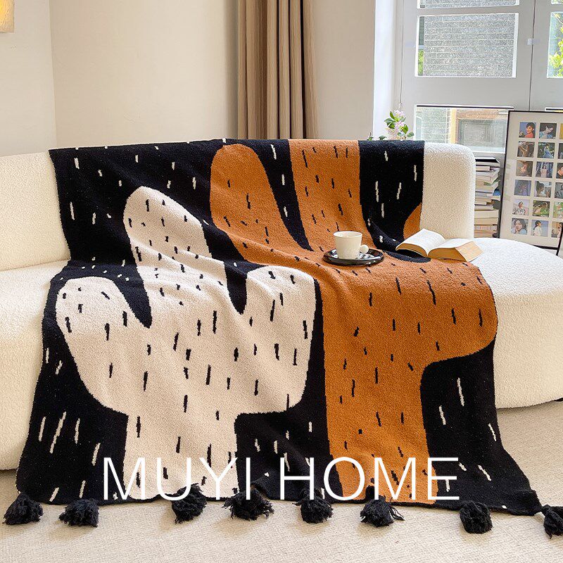 秋冬加厚半边休闲毯仙人掌午睡盖毯沙发毯床上搭毯软绵绵流苏毯子