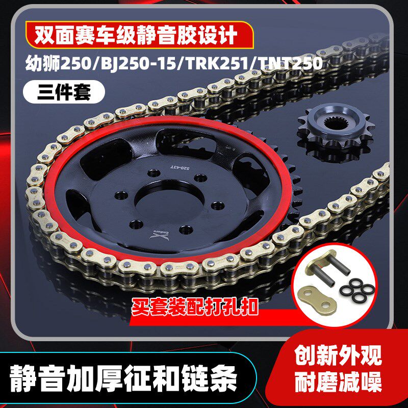 适用贝纳利幼狮250 小黄龙BJ250 TNT250静音牙盘链轮征和油封链条