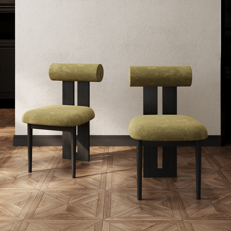 法兰莎 中古风餐椅实木椅子 家用法式设计师靠背椅白蜡木餐桌椅