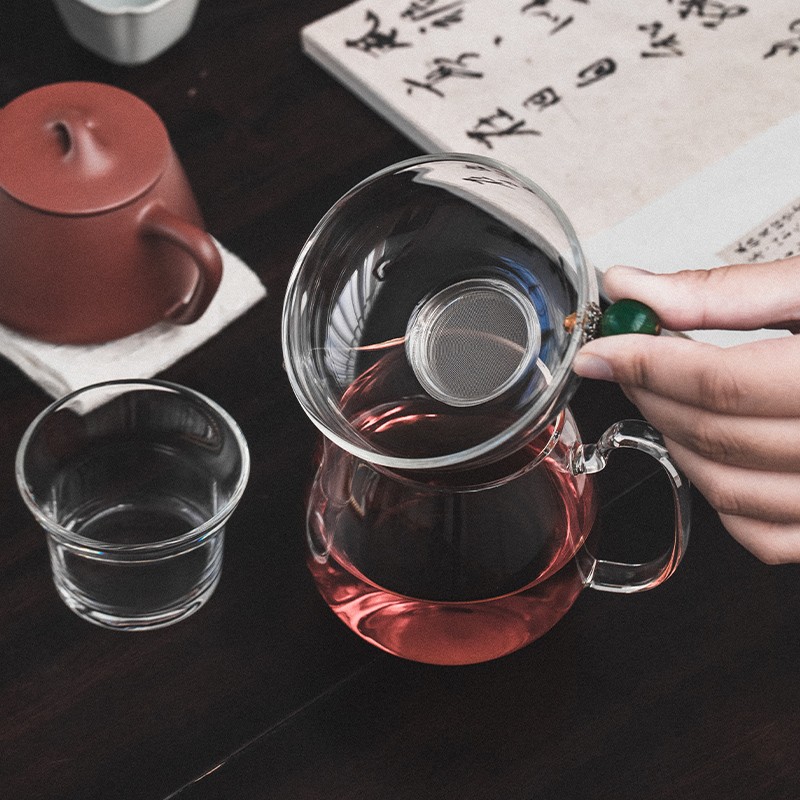 器想茶谈玻璃茶漏茶叶过滤茶隔茶滤装一体创意滤网茶道配件