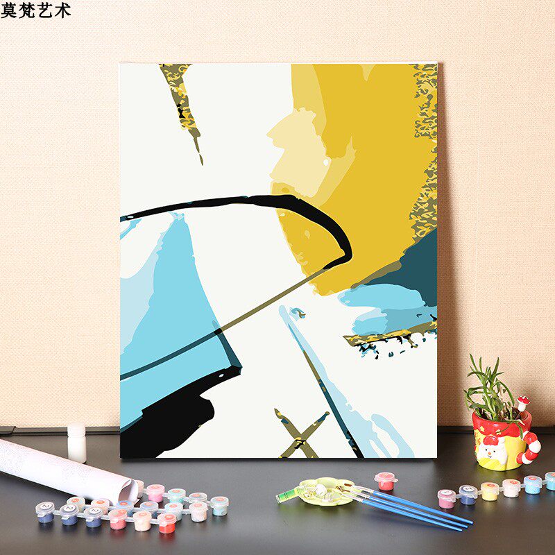 数字油画diy手工填充抽象艺术画客厅装饰画三联画手绘涂色油彩画