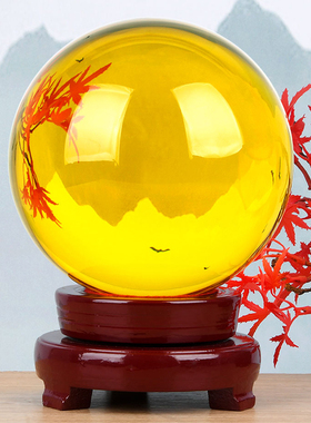 黄白水晶球摆件人造透明玻璃球红绿紫蓝粉水晶球开业装饰摆件