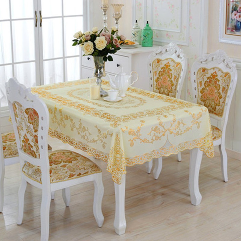 欧式餐桌布防水防油免洗PVC 烫金圆桌布镂空圆桌布隔热台布桌垫