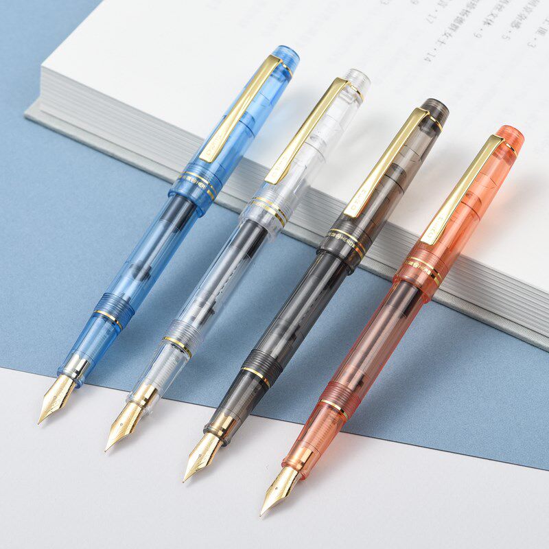 HERO/英雄钢笔1202透明色超滑铱金笔示范特细透明钢笔螺旋旋转笔