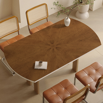 仿木纹椭圆形桌垫可摺叠圆桌防水防油防烫免洗皮革茶几垫子餐桌布