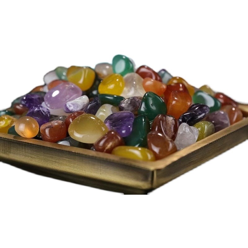 五彩七彩水晶玛瑙七宝石供修曼扎盘装藏用天然细宝石八供碗1斤装