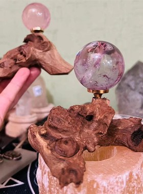 水晶球底座  风化木枯木 奇石随型底座 一物一图 简约家居摆件
