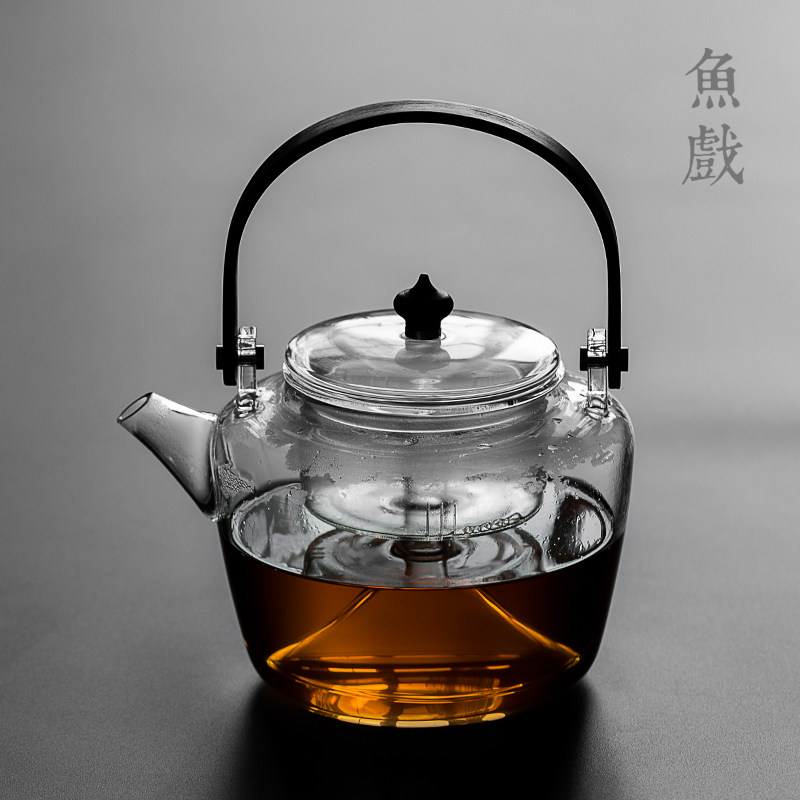 耐高温家用加厚玻璃煮茶壶大容量电陶炉黑白茶蒸茶器提梁壶烧茶壶