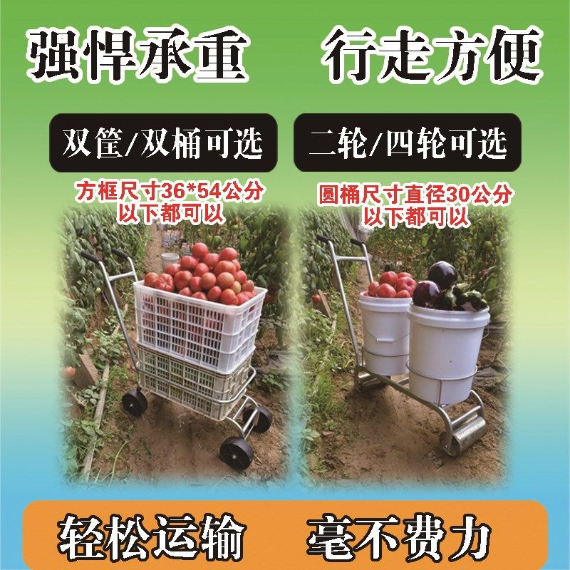 大棚采摘车蔬菜果园瓜果茶叶运输车移动采摘车手推车大棚运输车