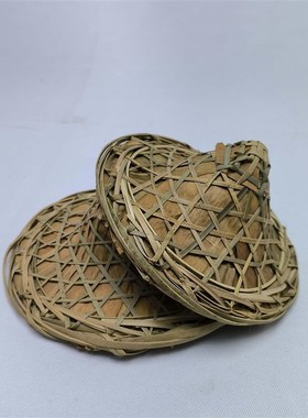 迷你斗笠茶盖玩偶斗笠帽摆件民宿饰品民间手工编织装饰品收藏道具