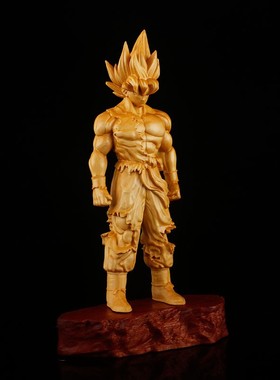 黄杨木雕人物摆件实木雕刻工艺品文玩把玩件超级赛亚人孙悟空收藏