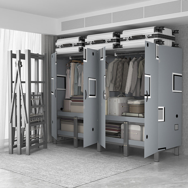 免安装折叠简易布衣柜家用卧室全钢架结构加厚粗结实耐用衣橱柜子