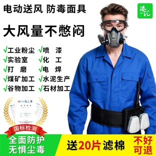 6502电动送风防毒半面具化工气体喷漆打磨电焊切割防尘送风面罩