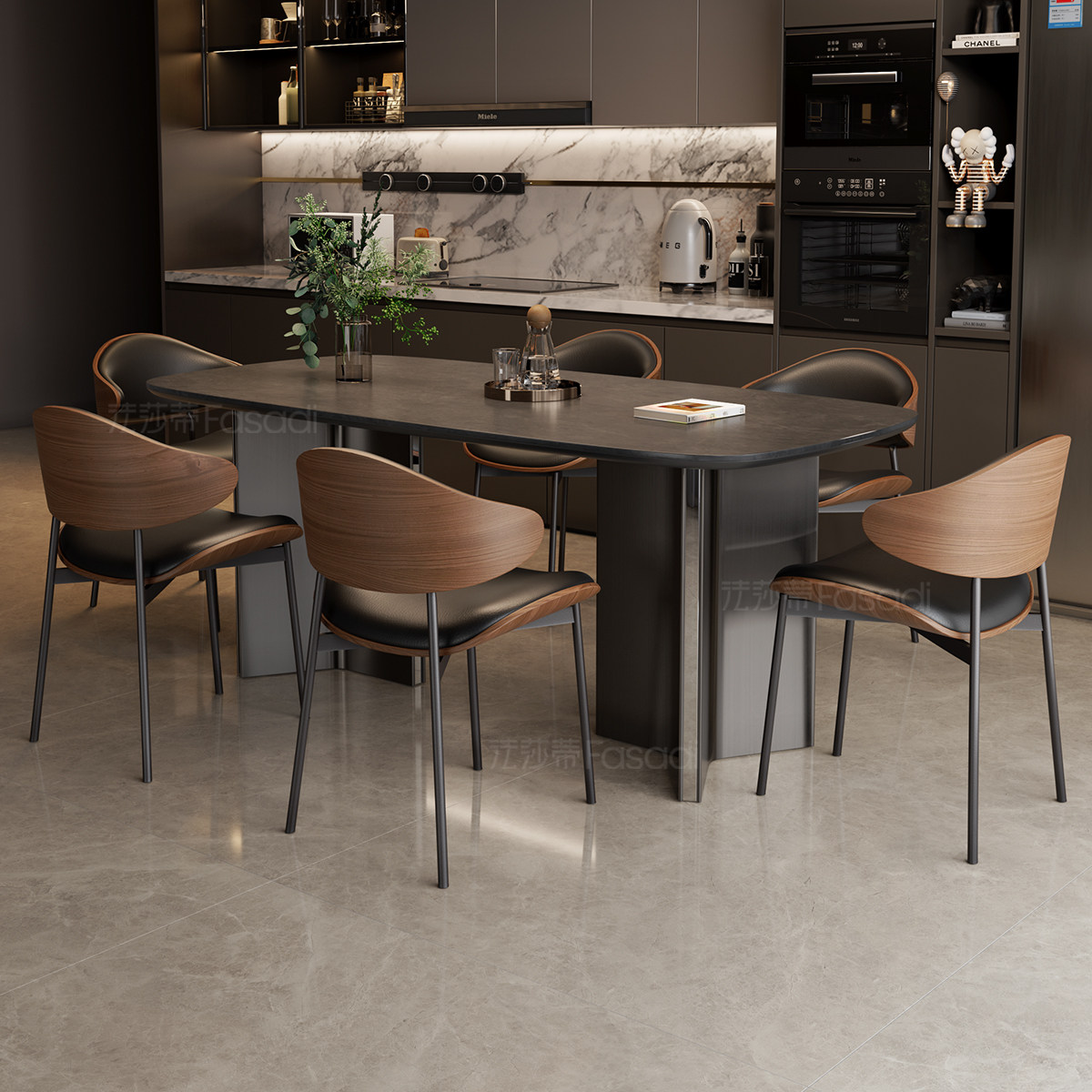 【k姐双11】法莎蒂霸道总裁岩板餐桌椅全托长方形餐桌