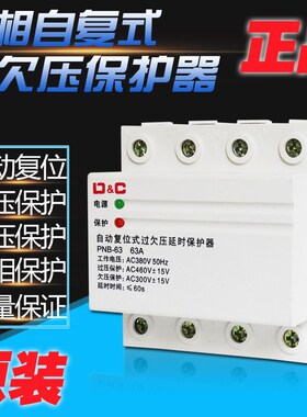 上德三相四线自复式过欠压延时缺相保护器380V4P63A 80A 100A PNB
