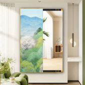 风景玄关隐藏式 饰画客厅试衣镜 镜子推拉穿衣镜高端全身镜现代装