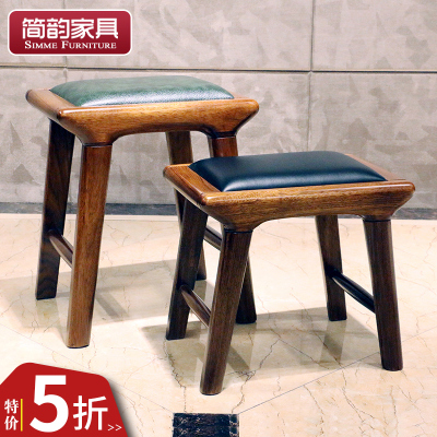 简韵 乌金木小凳子 板凳真皮茶几凳矮凳方凳茶水凳琴凳全实木餐凳
