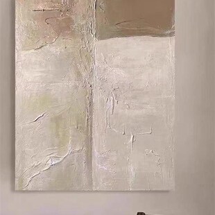 橙色手绘油画侘寂式挂画简约贫血式装饰画纹理画入口壁画抽象挂画