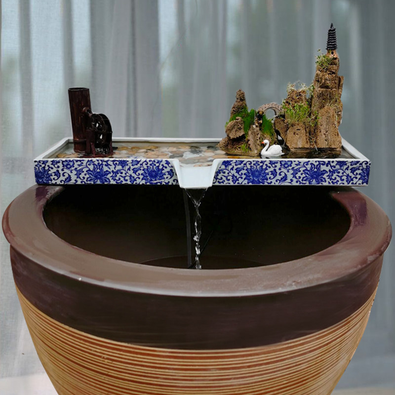 陶瓷流水器大型鱼池鱼缸假山水景盆景流水摆件循环过滤装饰造景,家居饰品,装饰摆件,淘宝优惠券,粉丝福利购,淘宝优惠卷