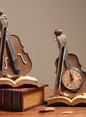 覆古小提琴摆件创意家居客厅电视柜酒柜J个性摆设室内装饰品道具