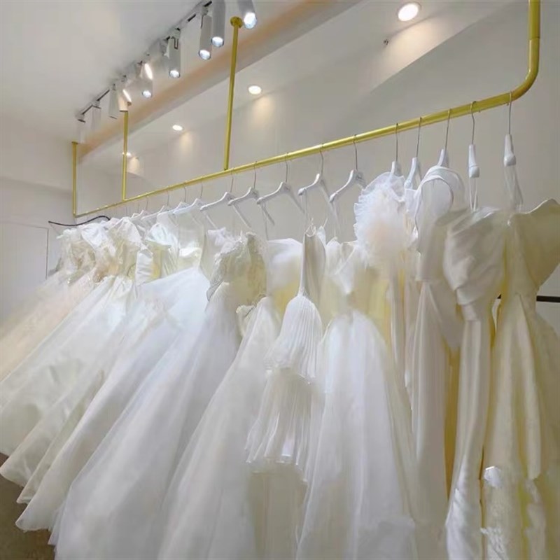 婚纱吊架 上墙礼服货架吊顶悬挂衣架影楼展示架U型挂衣杆弧型订制