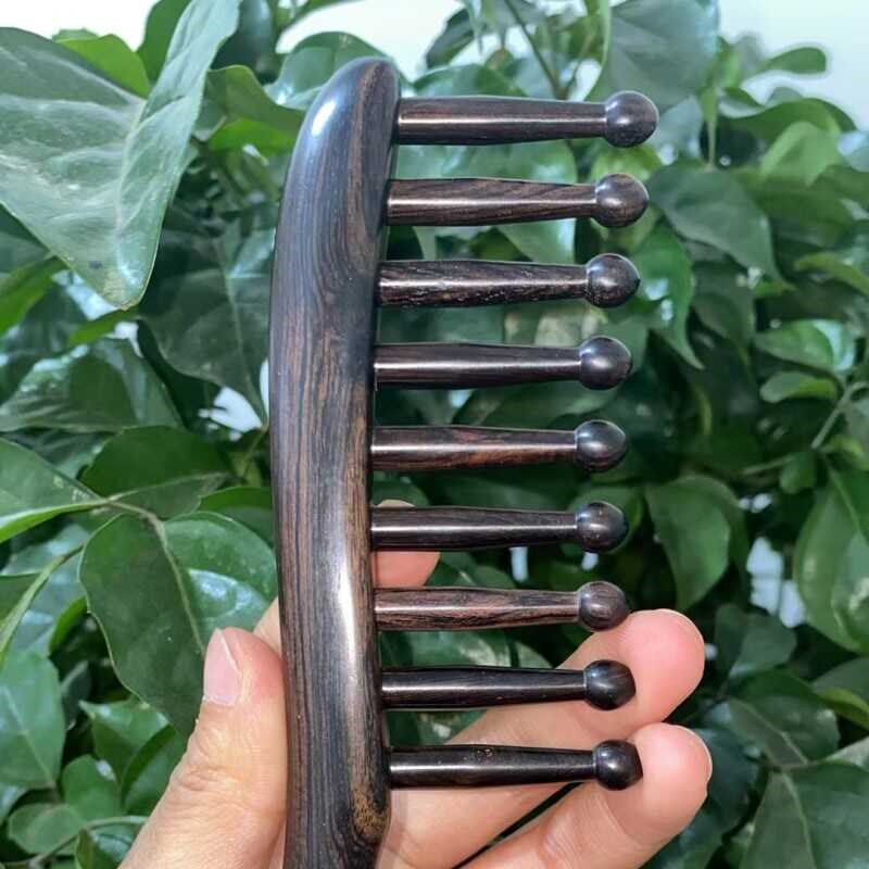 紫光檀美人梳拨筋梳头皮经络檀木清洁按摩护理头皮安神放松