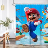 加厚卡通超级玛丽免打孔卫生间浴帘儿童浴室洗澡防水布防霉隔断帘