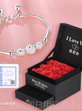 高档银手9链手镯99纯银铛女银圆珠足银饰简约宫铃镯子小众设计开