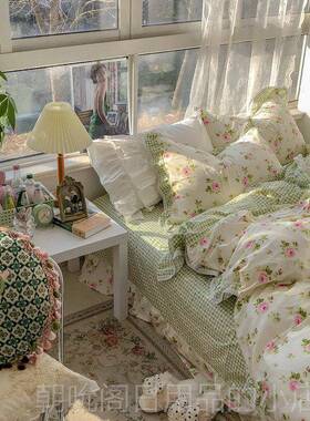 高档优恋in.tage式复古玫法瑰纯棉四件套全棉被套床单1.V5/18米床