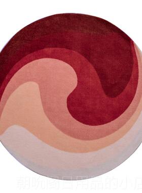 高档周末橙色障碍地豪华风格毯/形渐变条圆纹客厅卧室床边地垫无