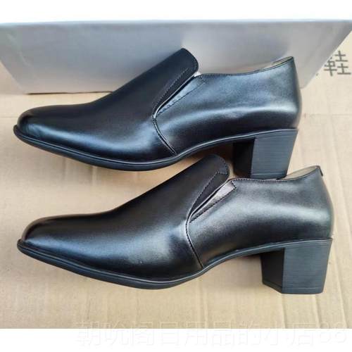 高档真皮作业服皮鞋男软干部工作皮鞋比鞋软底商务底正装皮一脚德