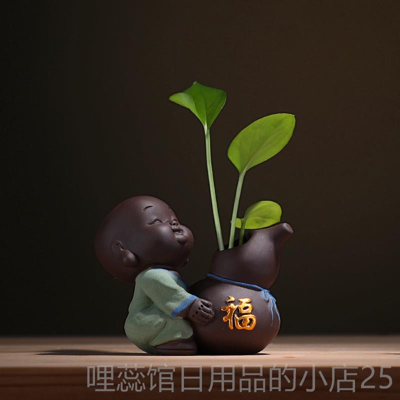 高档龙器 意陶瓷关小和尚水培花客器摆件 办公室厅玄创家居装饰工