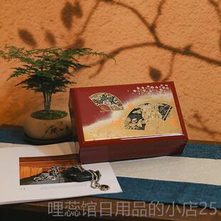 高档日本进口盒品山中漆器螺首饰小型高钿档精致三金收纳珠宝盒工