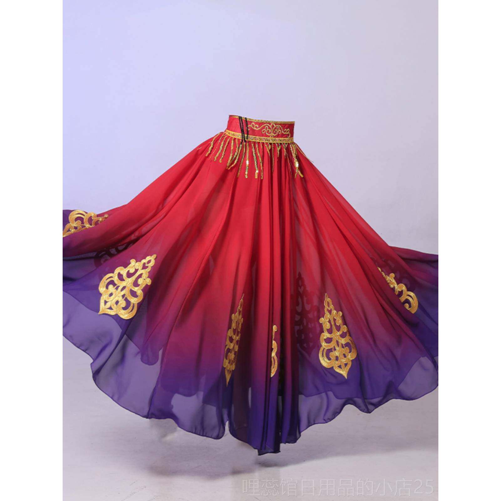 高档维吾民族新疆练族舞蹈服大摆裙维族舞蹈演出服半身裙风表演服