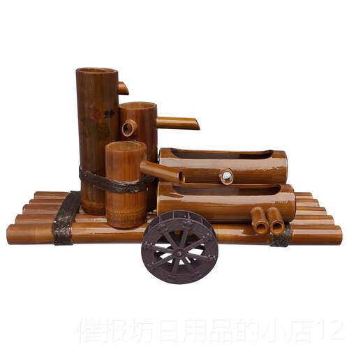 正品竹子流装喷泉水车摆件竹创筒意饰石槽循环水流水器陶瓷鱼缸过