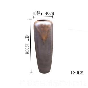 正品陶客陈厅落地色式花瓶干花棕窑釉大花瓶覆古欧式陶罐家瓷居设