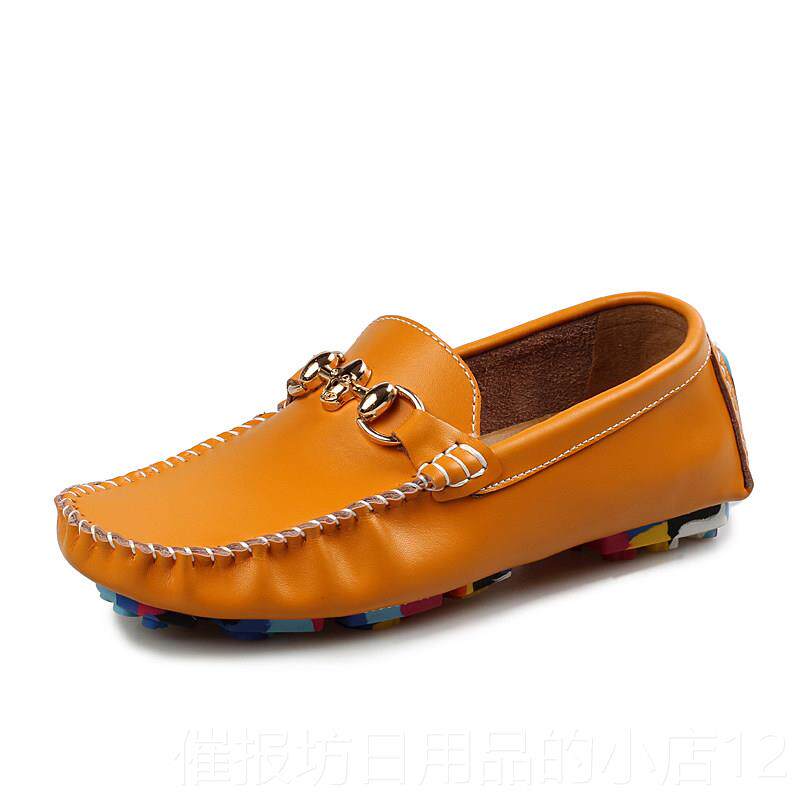 正品骷髅尺寸37真皮豆帽鞋与彩色鞋底橙个性化夫妇鞋小休闲皮鞋懒