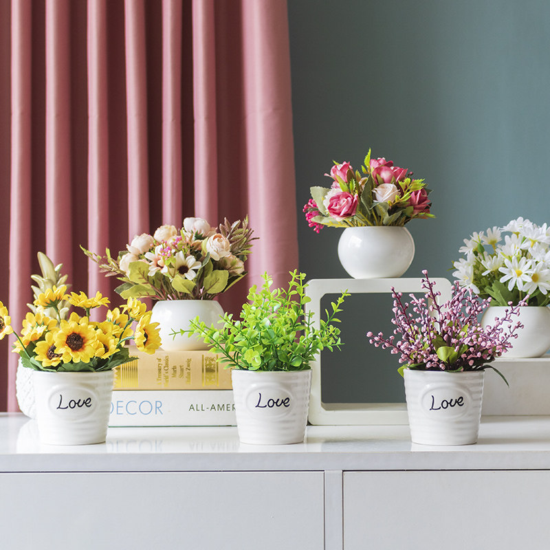 仿真花向日葵塑料小绿植摆件桌面迷你盆栽假花植物装饰拍摄道具
