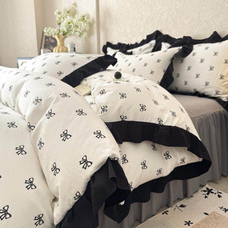 法式复古花边四件套亲肤水洗棉被套床单四季款被罩学生宿舍三件套