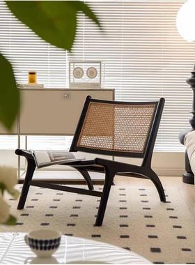 fLE中式实木藤编躺椅单人卧室阳台客厅化妆户外新款休闲高级懒人