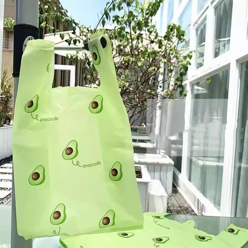 手提袋购物袋超市打包袋加厚牛油果塑料袋外卖袋卡通袋背心式