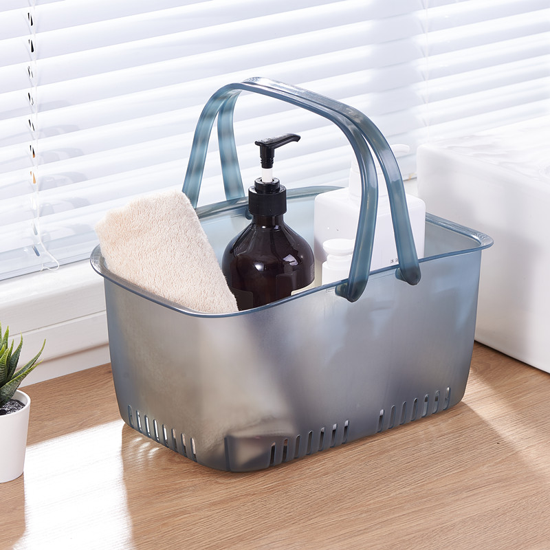 韩式浴室洗澡篮手提沐浴篮收纳筐塑料浴框大容量棕色游泳洗浴篮子