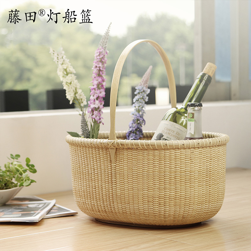 藤编野餐篮购物篮买菜篮子手提篮水果篮收纳篮手沐浴篮收纳筐洗浴