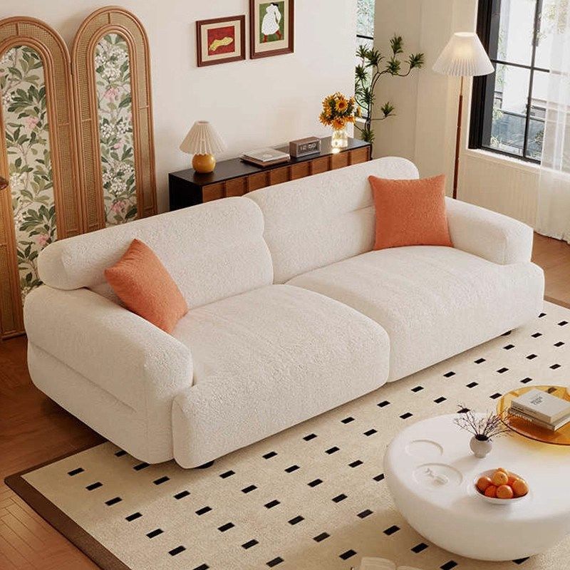小户型奶油风客厅泡芙直排沙发现代简约民宿出租房科技绒布沙发,住宅家具,布艺沙发,淘宝优惠券,粉丝福利购,淘宝优惠卷