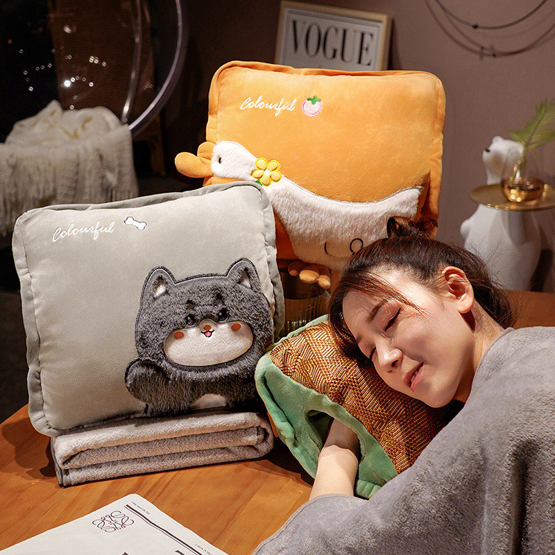 折叠抱枕被子两用夏季办公室午睡枕头毯子二合一车靠枕靠垫夏凉被