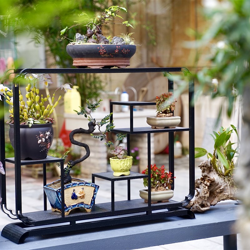 铝合金博古架中式古典盆景盆艺花架挂墙式奇石茶具古董架厂家直销