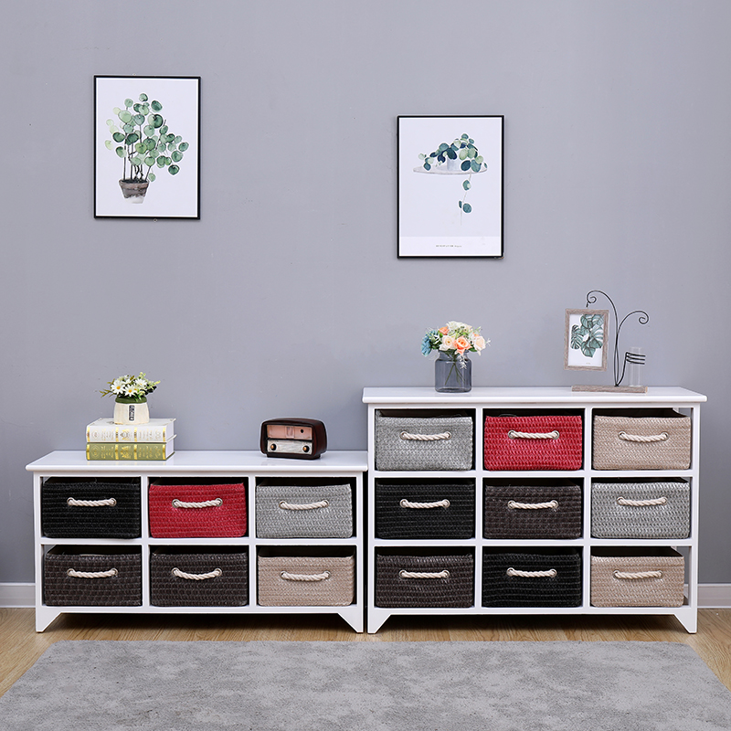 实木编制抽屉式收纳柜白色储物客厅韩式边柜多层整理缝隙组合斗柜